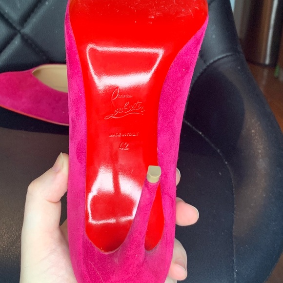 Christian Louboutin Pink Velour Pumps - Size 42 - Picture 3 of 7